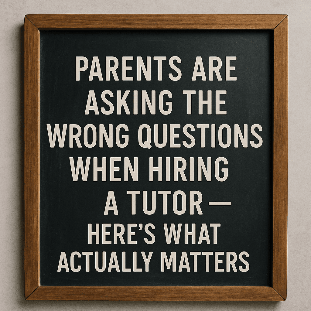 Parents Are Asking the Wrong Questions When Hiring a Tutor — Here’s What Actually Matters